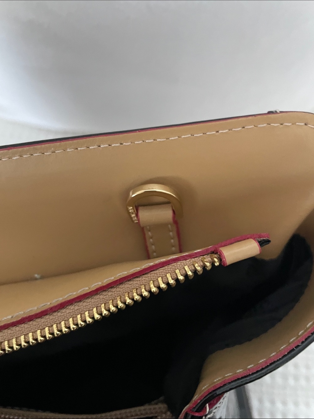 Arcadia Patent Leather Tote Bag with Tan Handles - Black - Picture 9 of 14